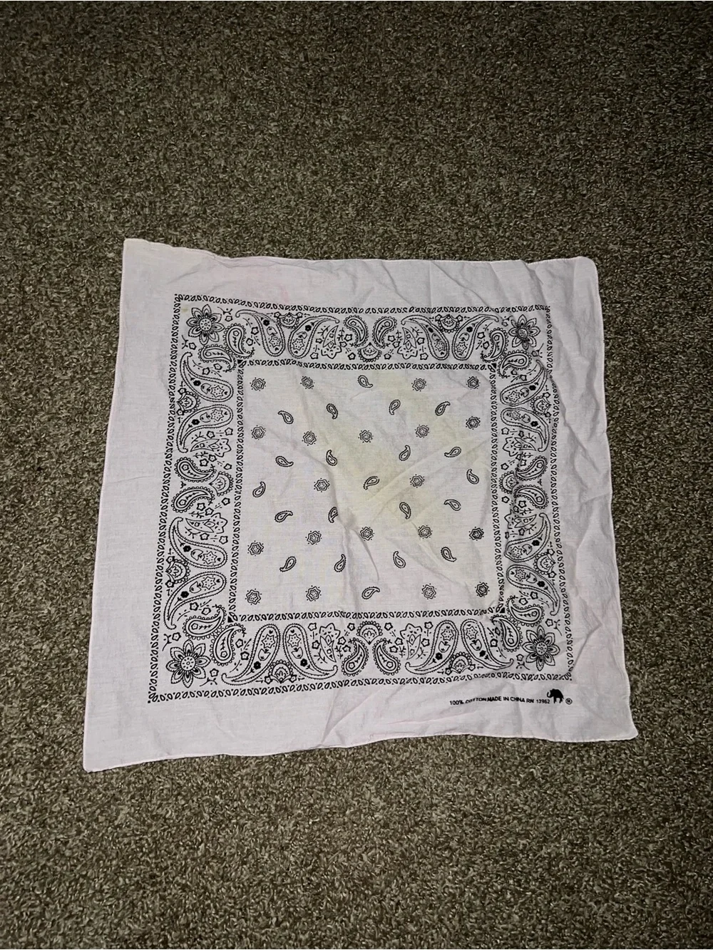 Elephant Vintage OG White Black Pink Tint Paisley Bandana Scarf